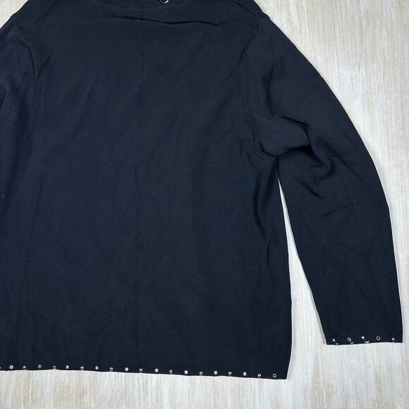 Colour Works Black Chain Punk Edgy Turtleneck Gothic Bold Pullover Sweater 2X - Picture 12 of 14